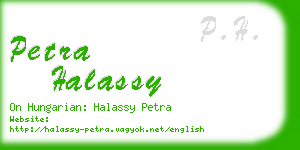 petra halassy business card